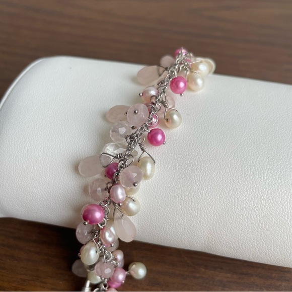 Sterling Silver Pink Bracelet For Breast Cancer Awareness - Picture 3 of 6